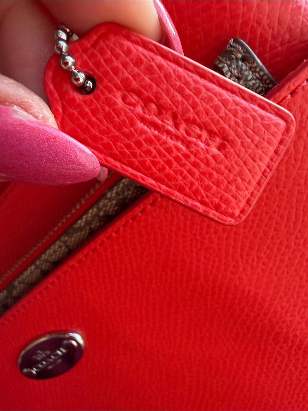 Coach F52598 Leather Pop Pouch Wristlet Clutch Coral NWT - Picture 5 of 10